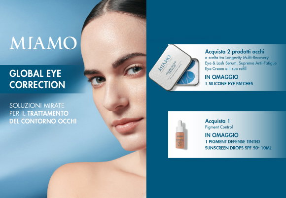 Miamo - Acquista due prodotti occhi e ricevi in omaggio gli eye Patches, acquista pigment control e ricevi in omaggio Pigment defense Tinted Sunscreen Drops