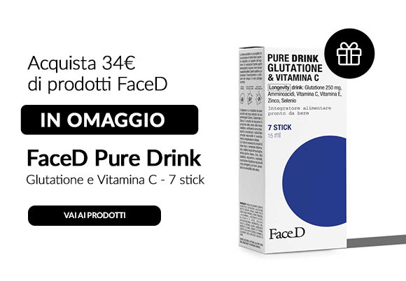 FaceD - Acquista 34€ del marchio e ricevi in omaggio una confezione da 7 pezzi di un integratore al glutatione