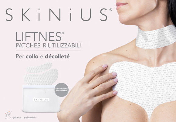 Skinius - Skinius Liftnes Patches Riutilizzabili per Collo e Décolleté 2 Patches con Pochette Waterproof