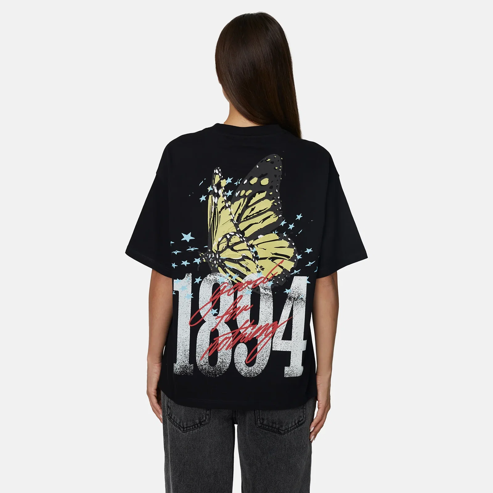 Image of Soaring Butterfly Relaxed Black T-shirt