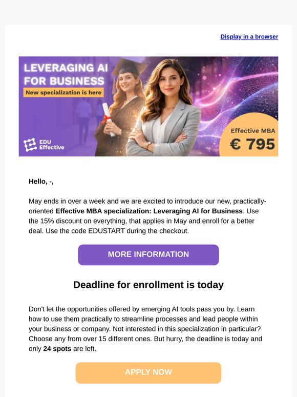 New Effective MBA specialization: Leveraging AI for Business