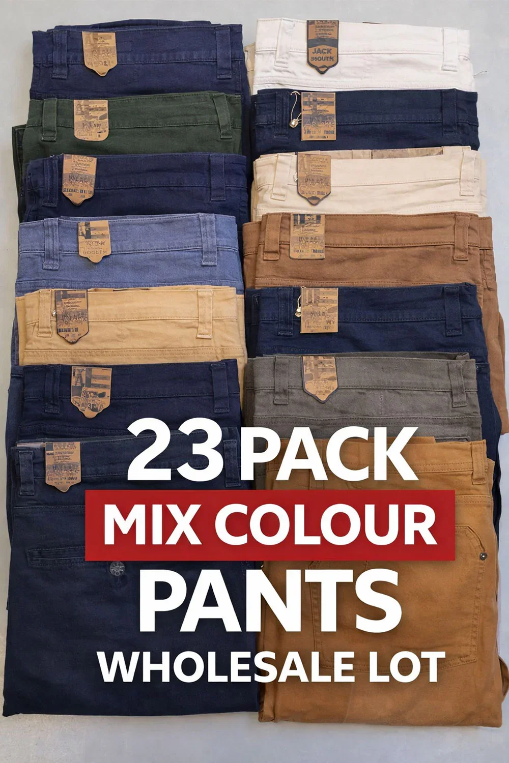 Image of 23 Pack Men’s Pants Wholesale Lot | Mixed Colours & Sizes | From £3.00 Per Unit