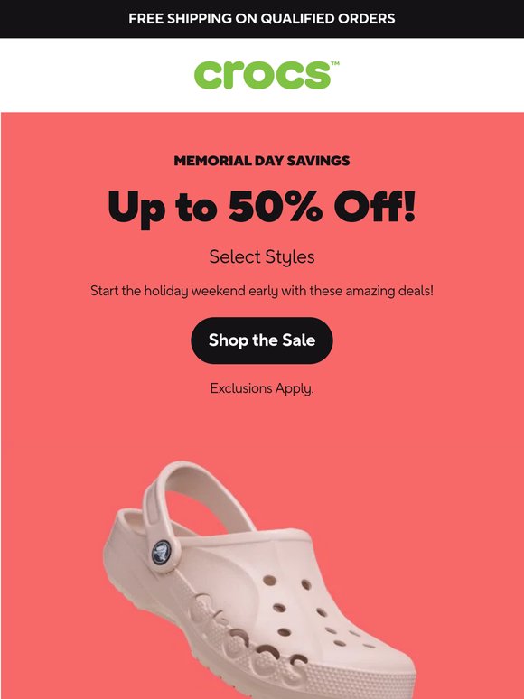 Kick start the holiday weekend with Up to 50% off!