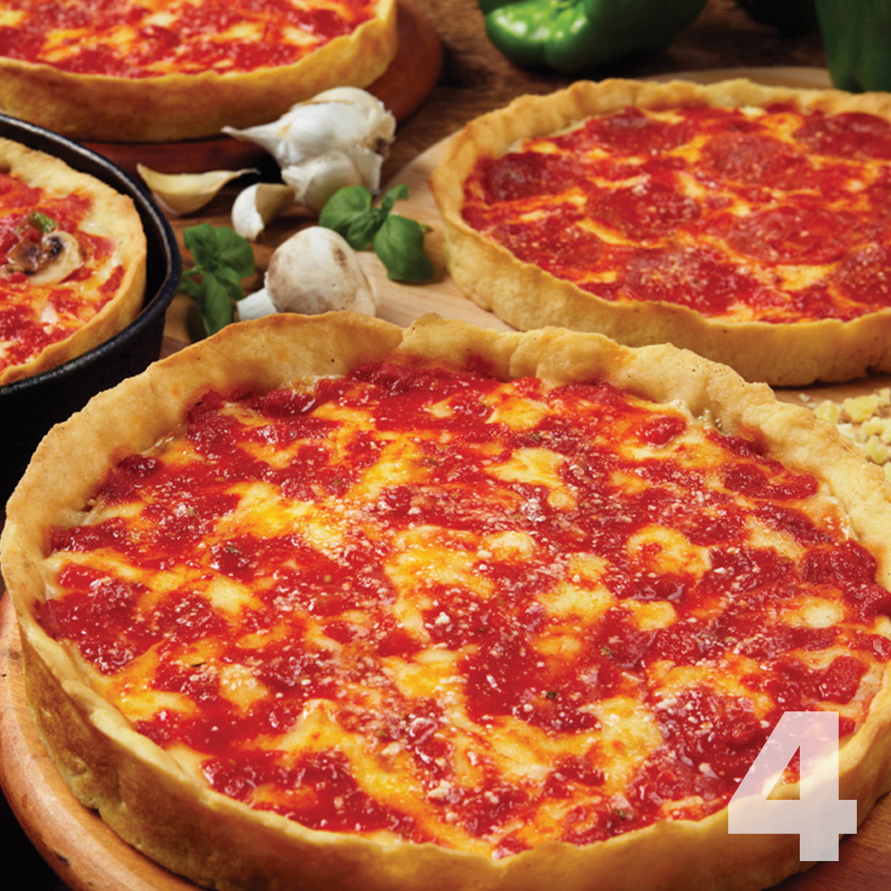 Image of 4 Lou Malnati's Deep Dish Pizzas