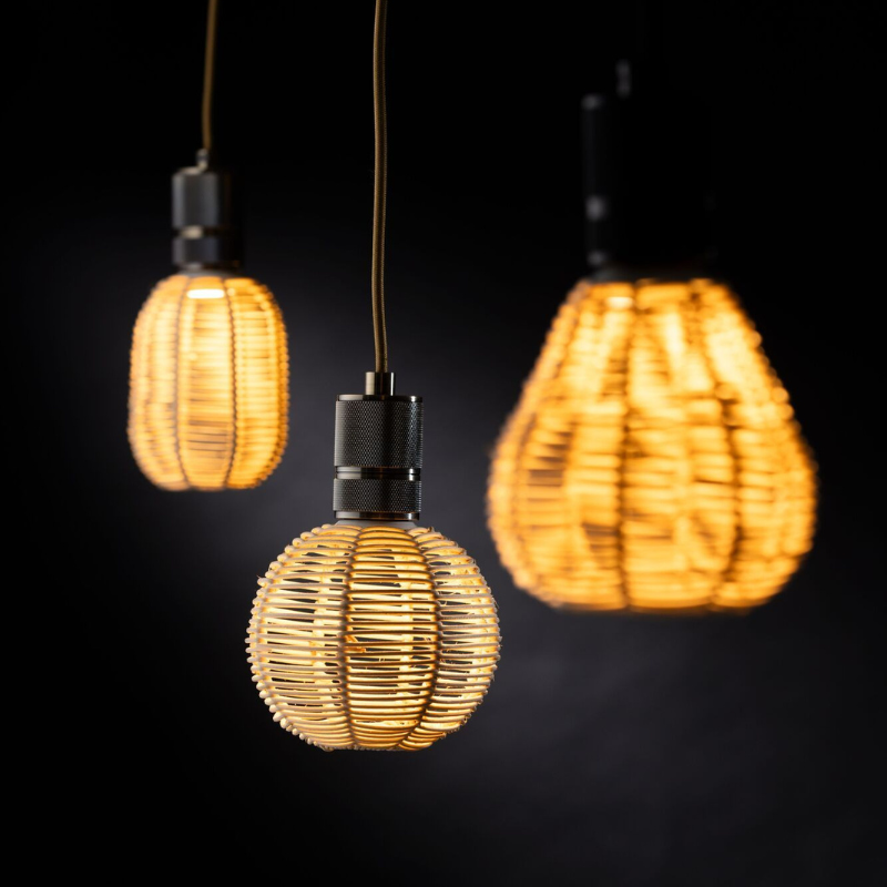 Lighto | Lampe LED | E27 | Lampe Design | Couleur Bambou | ST125 | 120mm | 3.5W