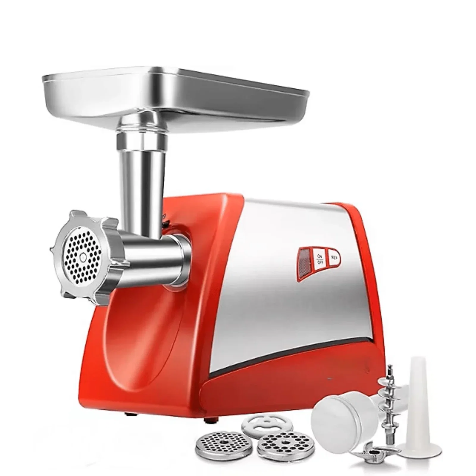 Image of TOOGOOD Electric Meat Grinder, #8 Meat Grinder Machine for Home Use, Meat Grinders with 2 Meat Claws and Cleaning Brush, Ideal for Home Grinding and Sausage Maker, 575W (Red)
