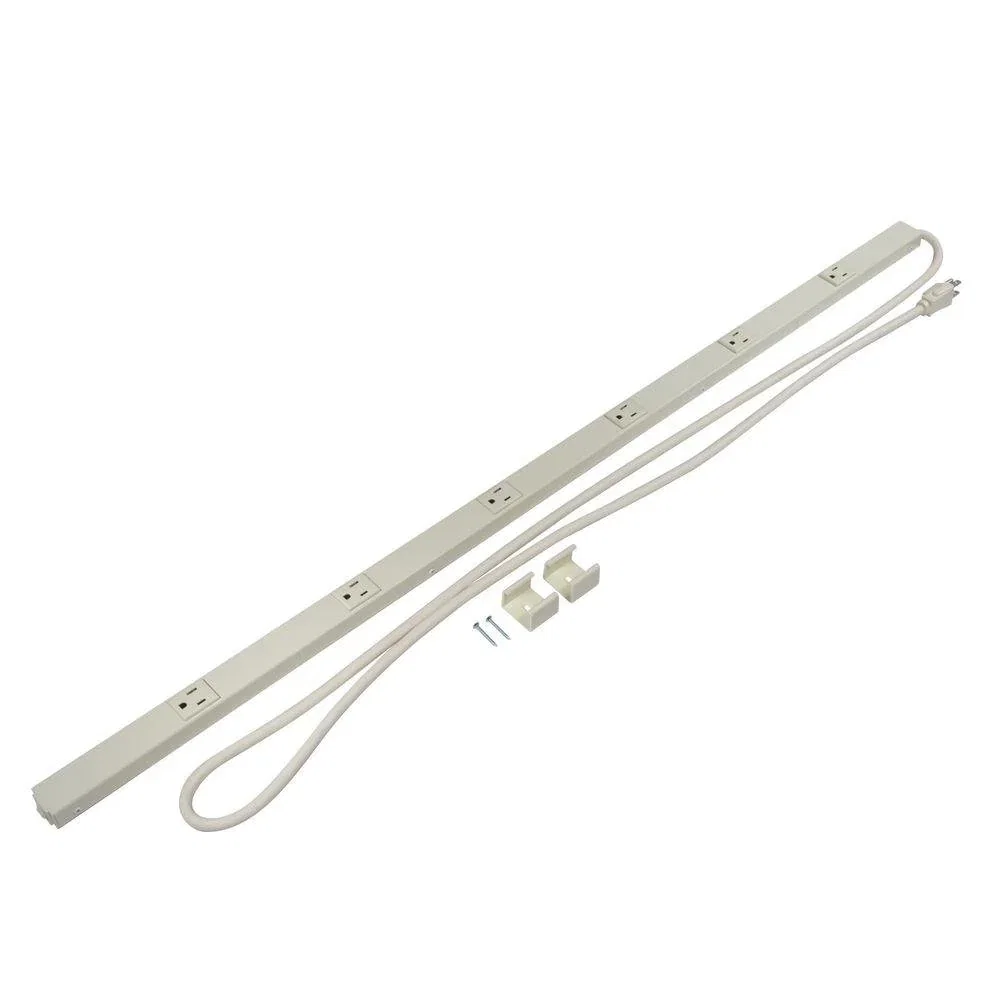 Image of Wiremold Plugmold 40 in. 6-Outlet Electric Power Strip with Circuit Breaker, Ivory, 6 ft. Cord