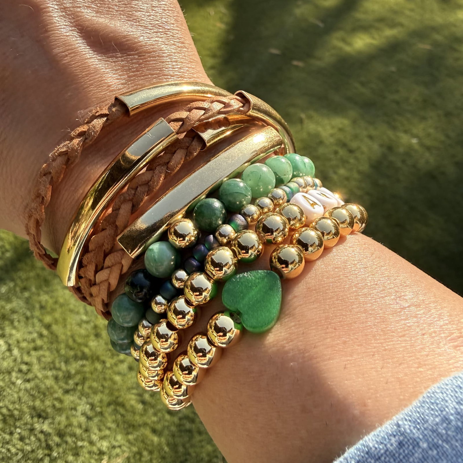 Lizzy James | Emerald Collection - Brielle & Everly STretch Bracelets with The Addison in Gold