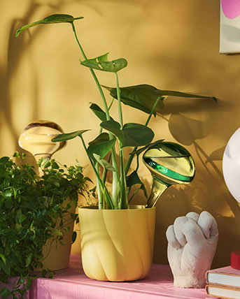 The yellow DOFTRIPS plant pot has a gentle twisted pattern that gives both your room and your plants a new, fresh expression.