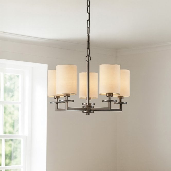 Wisteria Brook 5 Arm Ceiling Pendant Light - Bronze