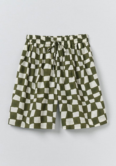 Block Print Warp Check Shorts