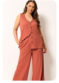 YOURS Strukturierte Hose in Orange mit weitem Bein