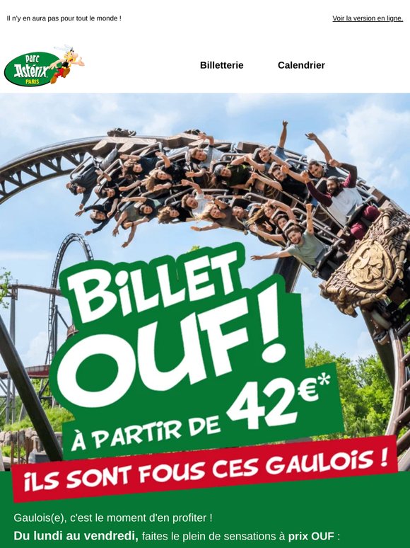 Billet OUF : le Parc à partir de 42€