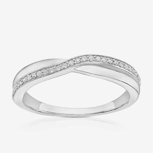 9ct White Gold Diamond Crossover Eternity Ring