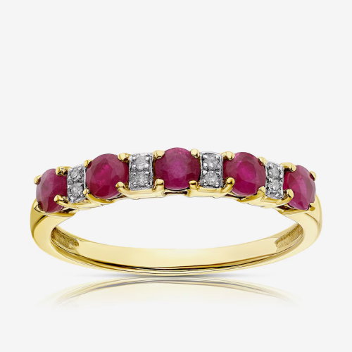 9ct Yellow Gold Ruby & Diamond Ring
