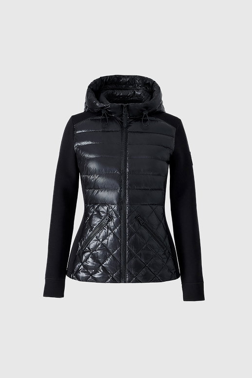 AGATHA Quilted Mixed-Media Hooded Jacket for Women