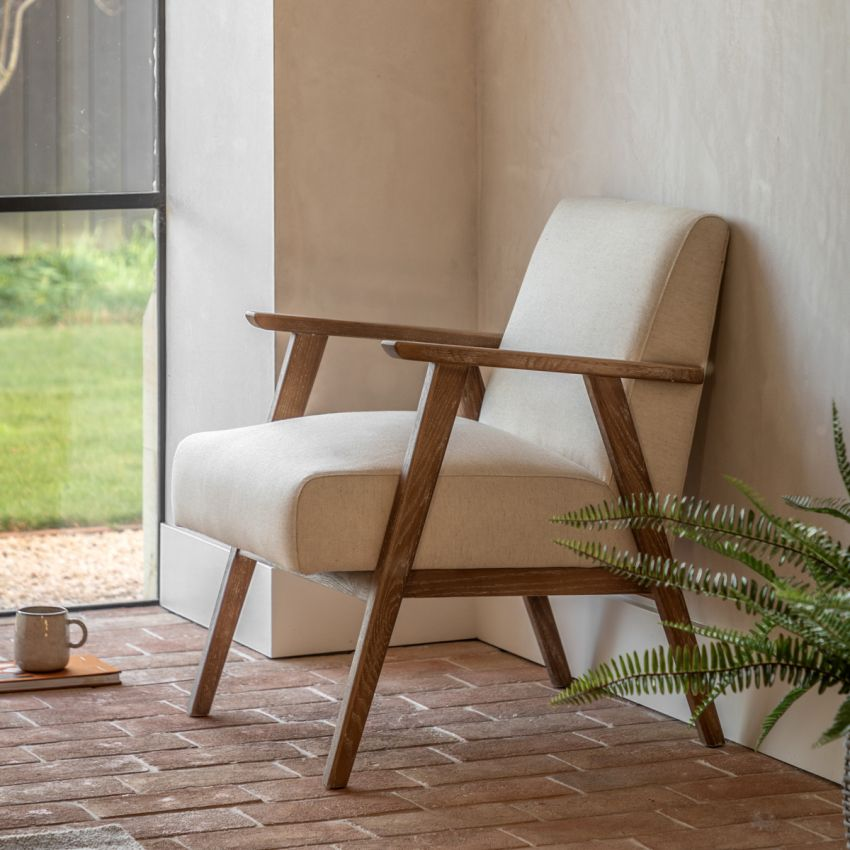 Dan Linen Armchair in Oatmeal