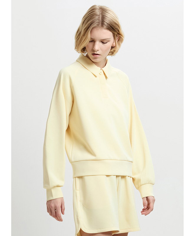 Wren Butter Yellow Relaxed Sweat Rugby Top