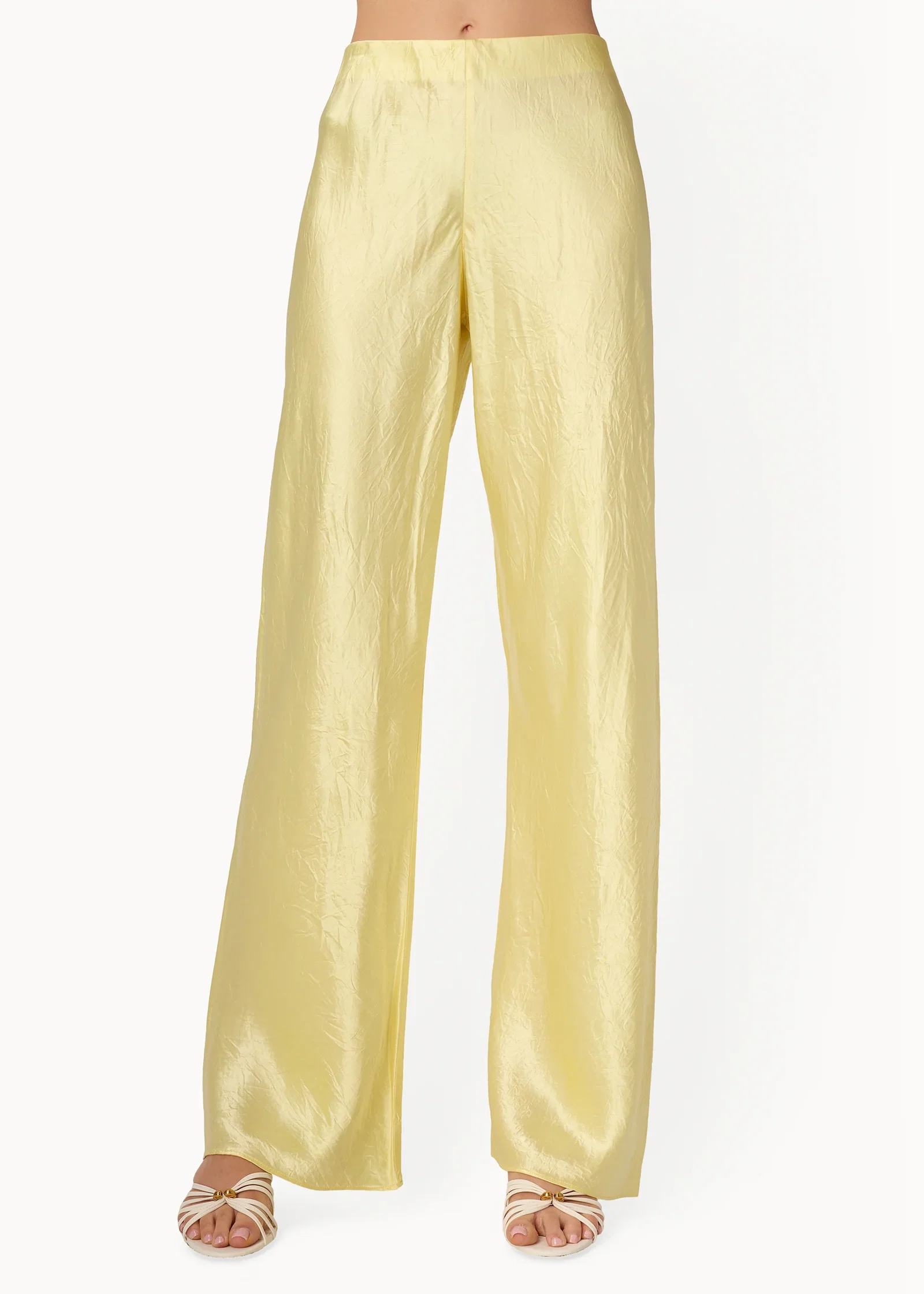 Image of Bristol Mid Rise Crinkle Acetate Pant Buttercup