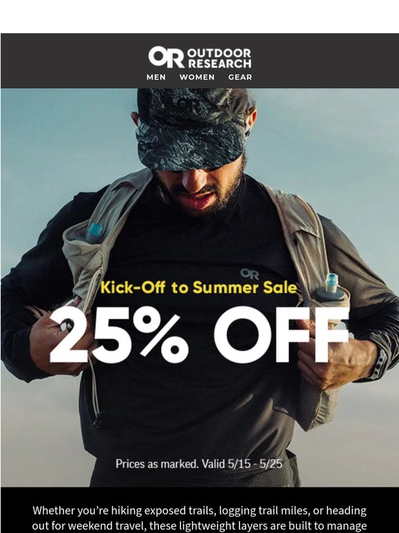 25% Off Gear Designed to Keep you Cool and Covered