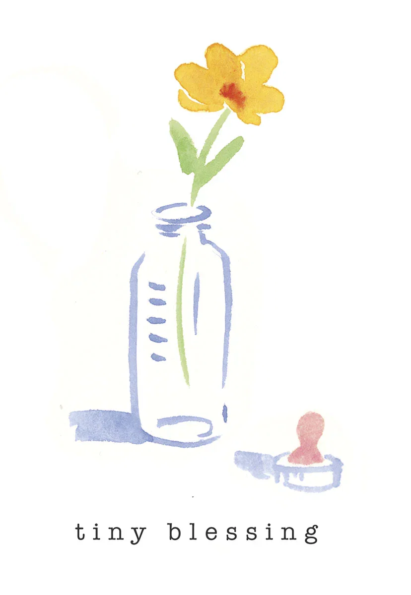 Image of Tiny Blessing Luke 18:16 Flower in Bottle New Baby Card