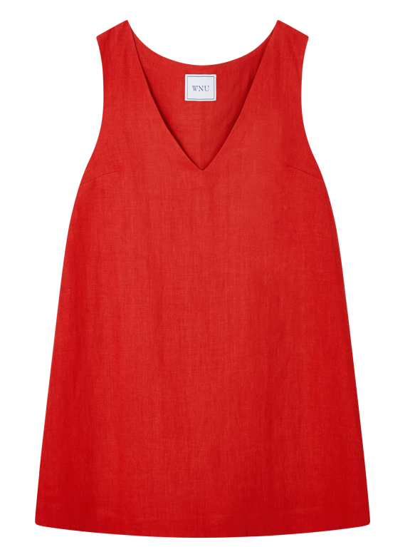 Sloane Dress: Linen, Red
