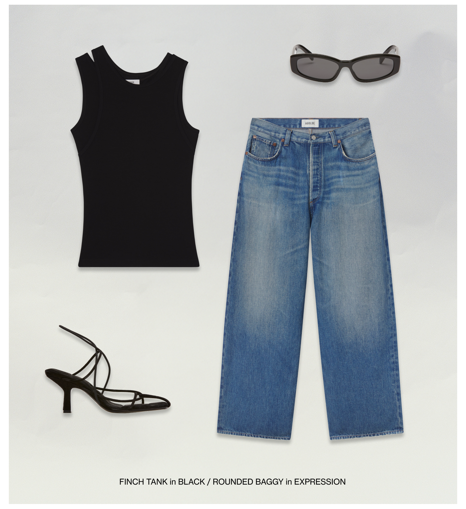 Finch Tank in Black / Rounded Baggy in Expression