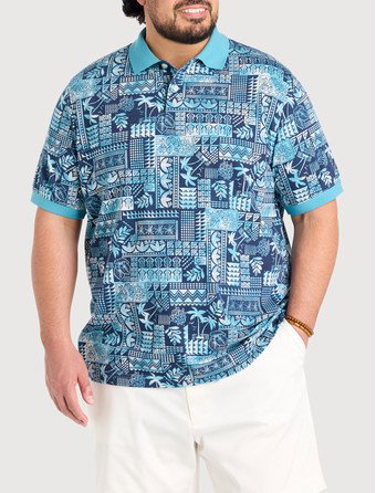 Tonal Tribal Print Polo Shirt