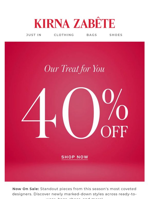📣 40% Off Designer Sale Starts Now