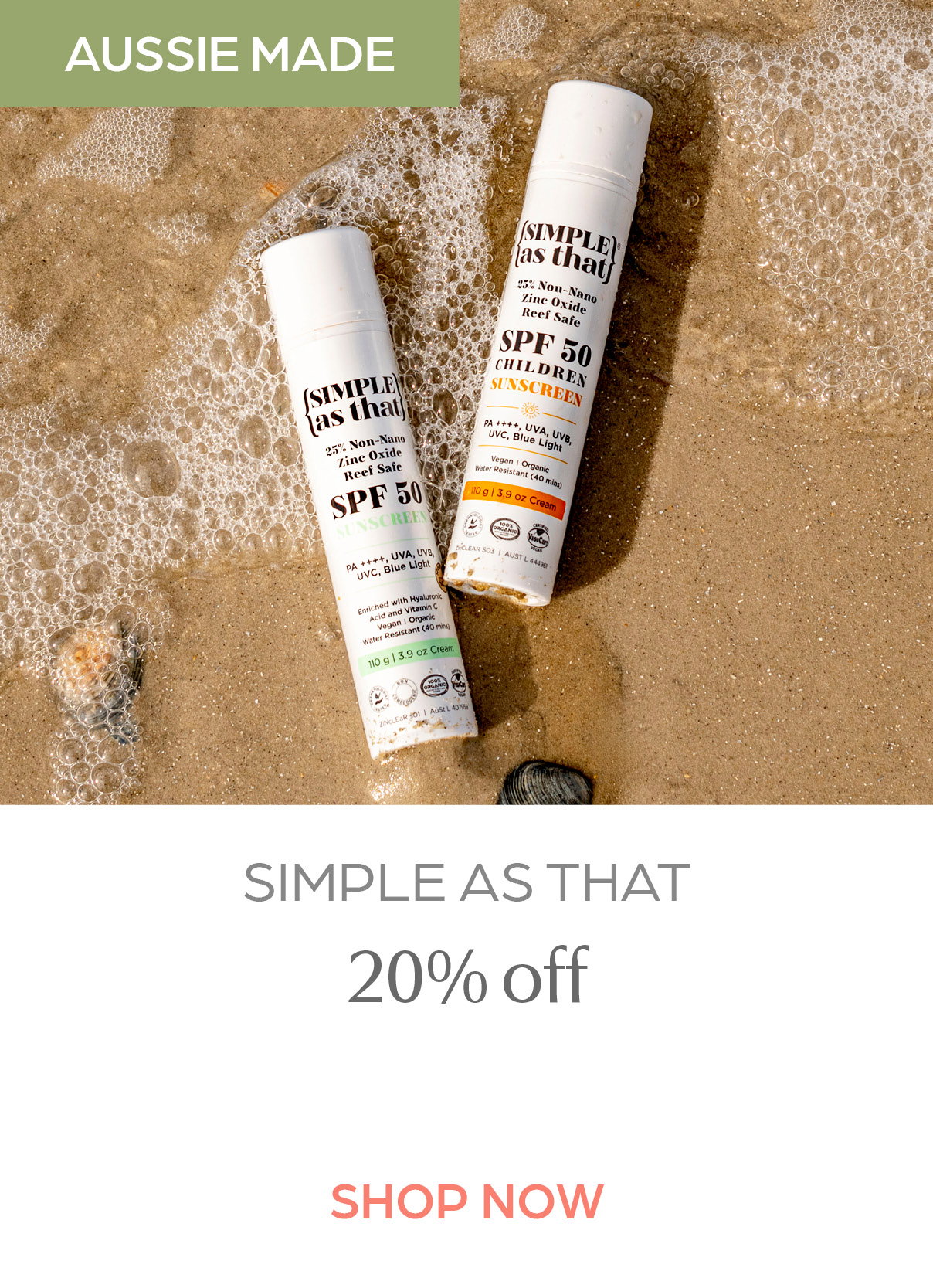Save 20% off Simple As That. A simple beauty routine to keep your skin healthy for life, made in Australia