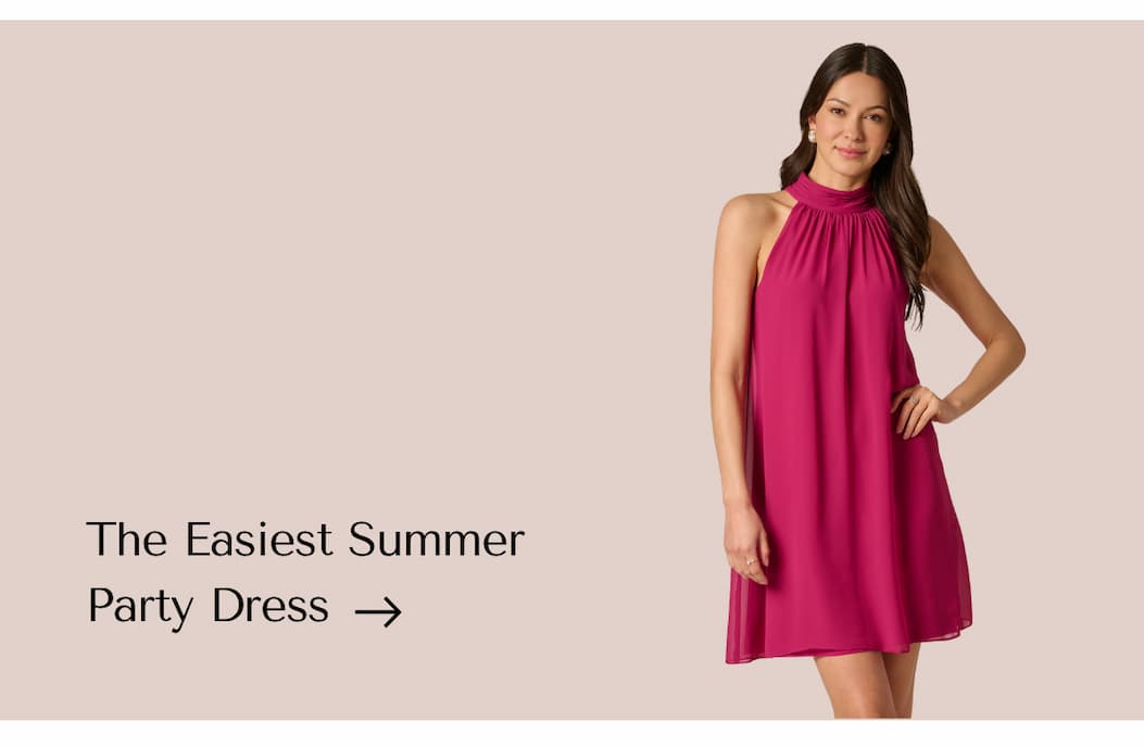 Sleeveless Pleated Chiffon Shift Dress With Mock Neckline In Magenta