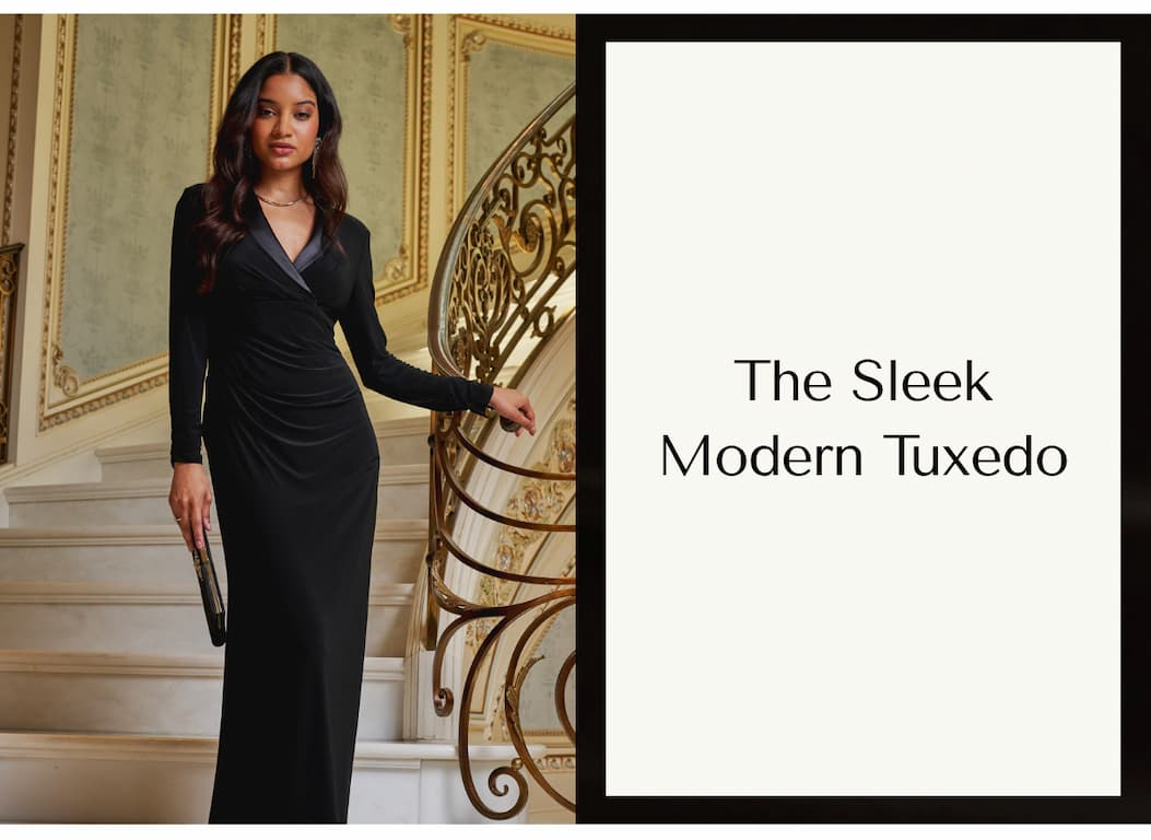 Tuxedo Mermaid Gown With Long Sleeves In Black