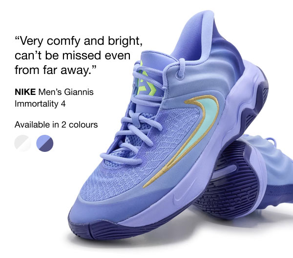 Very comfy and bright, can't be missed even from far away. | NIKE Men's Giannis Immortality 4 | Available in 2 colours