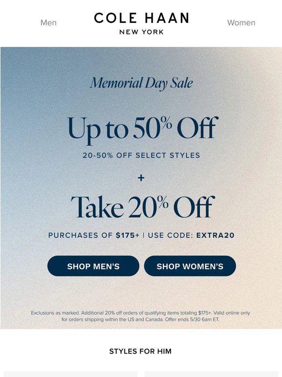 Up to 50% off the select styles you'll love