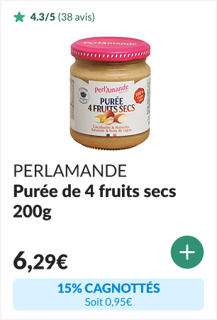 15% cagnottés sur la Purée de 4 fruits secs bio 200g