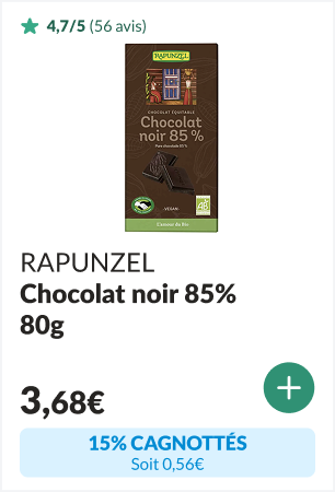 15% cagnottés sur le Chocolat noir 85% bio 80g