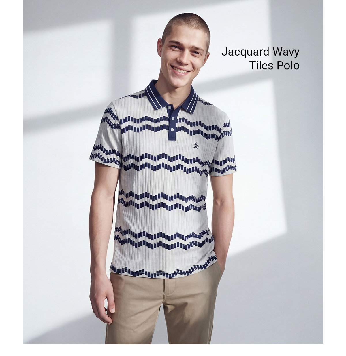 Shop the Jacquard Wavy Tiles Polo