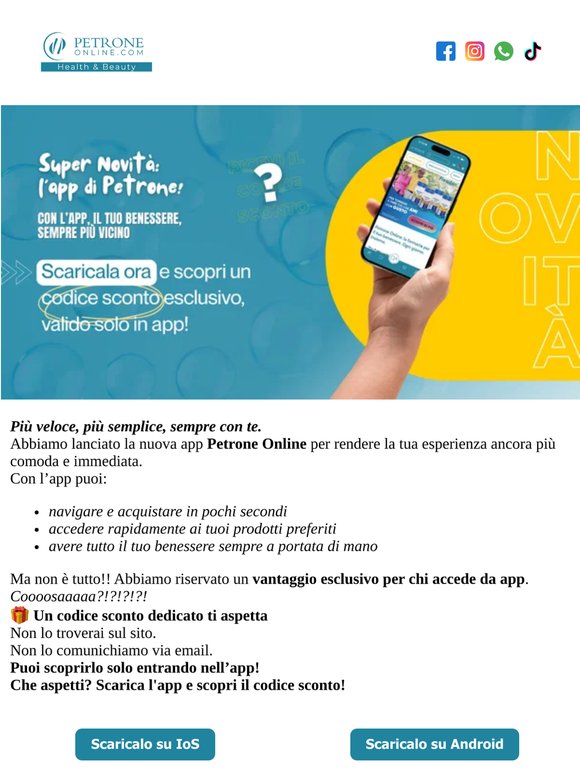 Scarica l’app e sblocca il tuo codice sconto 🎁📱