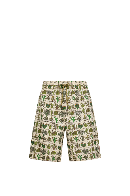 Botanical Print Cotton Blend Shorts
