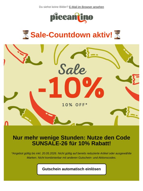 🌶️ Dein 10 % Rabattcode läuft heute ab! 🌶️