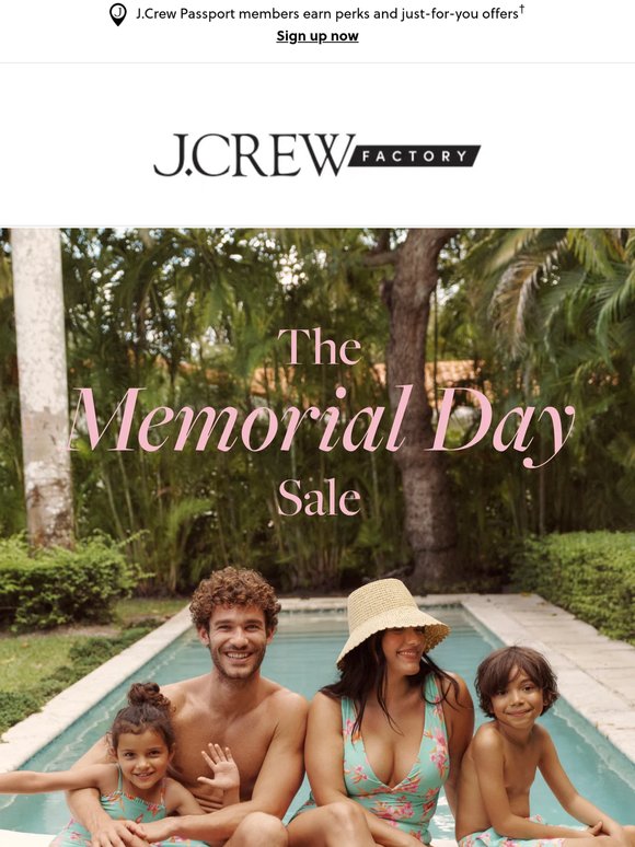 The Memorial Day Sale starts NOW! NO EXCLUSIONS: 50%–70% off all stores & sitewide!