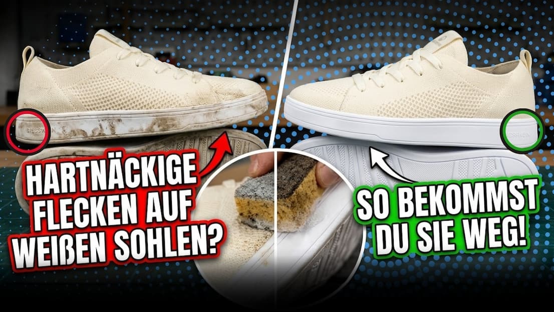 YouTube: Hartnäckige Flecken auf weißen Sohlen? So bekommst du sie weg! 