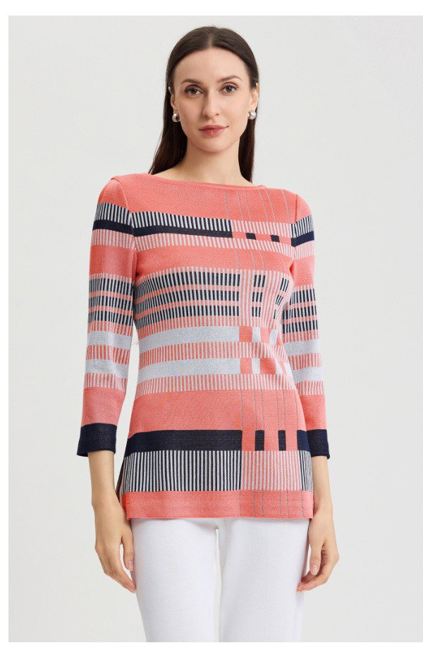 Classic Jacquard Colorblock Soft Knit Tunic