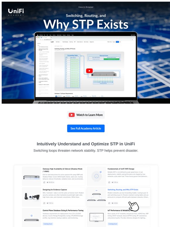 UniFi Academy: Switching, Routing, and Why STP Exists.