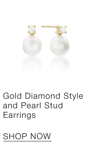 Gold Diamond Style and Pearl Stud Earrings