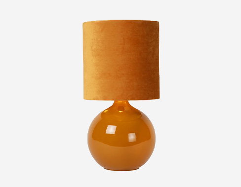 Lucide Lámpara de mesa Esterad, ocre, Ø 24 cm, altura 47 cm, cristal