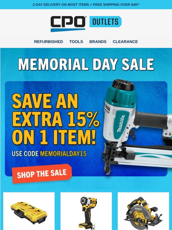 Save an Extra 15% off! Memorial Day Sale is LIVE