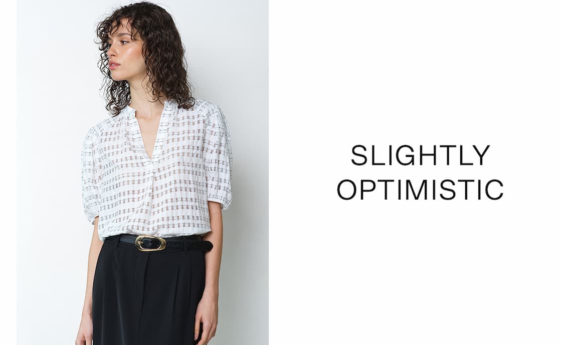Imme Shadow Check Puff Sleeve White Popover Shirt