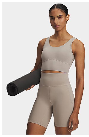 Damski top treningowy Under Armour Meridian Fitted Crop Tank - beżowy