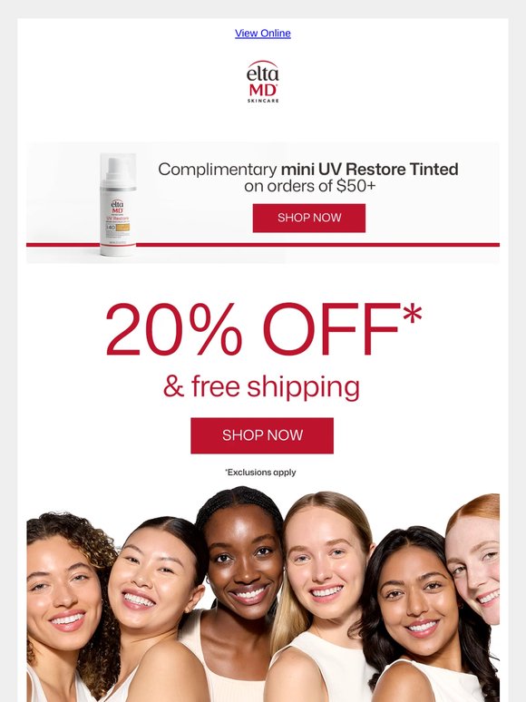 We’ve got you covered: 20% off & free shipping
